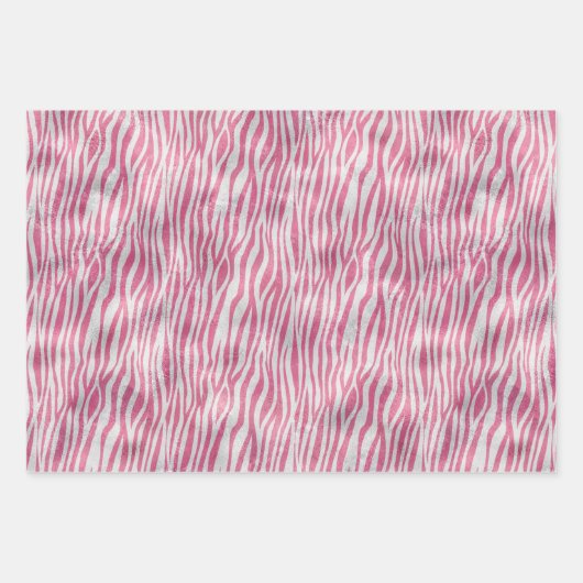 Girly Roze Zilveren Zebra print Inpakpapier Vel (Voorkant)