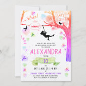 Girly Roze Zipline Adrenaline Avontuur Waterverf Kaart (Voorkant)