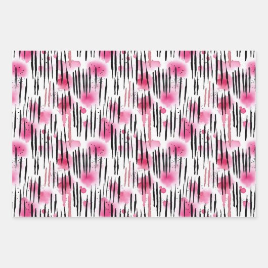 Girly Roze Zwart Dierenprint Inpakpapier Vel (Voorkant)