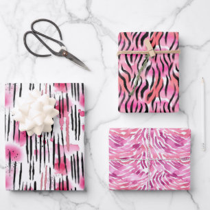 Girly Roze Zwart Dierenprint Inpakpapier Vel