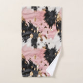 Girly Roze Zwart Goud Cowgirl Koeienhuid Bad Handdoek (Handdoek)