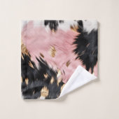 Girly Roze Zwart Goud Cowgirl Koeienhuid Bad Handdoek (Wasdoekje)