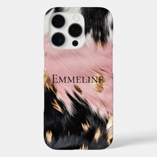 Girly Roze Zwart Goud Cowgirl Koeienhuid Case-Mate iPhone Case (Achterkant)