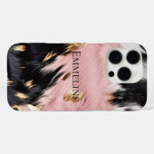Girly Roze Zwart Goud Cowgirl Koeienhuid Case-Mate iPhone Case (Achterkant (horizontaal))