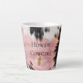 Girly Roze Zwart Goud Cowgirl Koeienhuid Latte Mok (Voorkant)