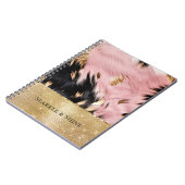 Girly Roze Zwart Goud Cowgirl Koeienhuid Notitieboek (Linkerzijde)