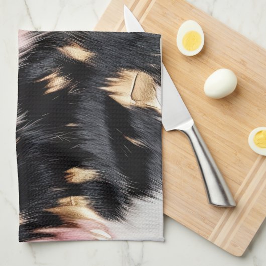 Girly Roze Zwart Goud Cowgirl Koeienhuid Theedoek (Quarter Fold)