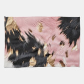 Girly Roze Zwart Goud Cowgirl Koeienhuid Theedoek (Horizontaal)