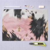 Girly Roze Zwart Goud Cowgirl Koeienhuid Tissuepapier (Craft)