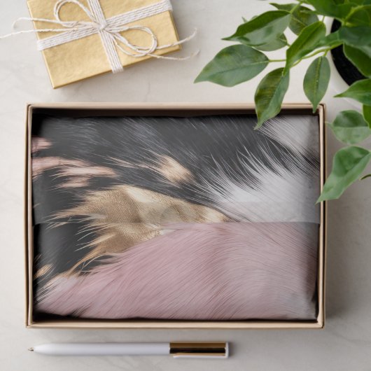 Girly Roze Zwart Goud Cowgirl Koeienhuid Tissuepapier (Geschenk)