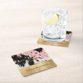 Girly Roze Zwart Goud Sparkle Cowgirl Koeienhuid Kartonnen Onderzetters (Insitu)