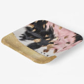 Girly Roze Zwart Goud Sparkle Cowgirl Koeienhuid Papieren Bordje (Gebogen)