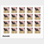 Girly Roze Zwart Goud Sparkle Cowgirl Koeienhuid Vierkante Sticker (Vel)