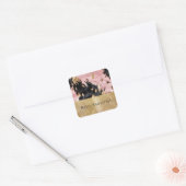 Girly Roze Zwart Goud Sparkle Cowgirl Koeienhuid Vierkante Sticker (Envelop)