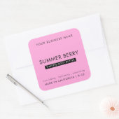 Girly Roze & Zwart Modern Skincare Jar Product Vierkante Sticker (Envelop)