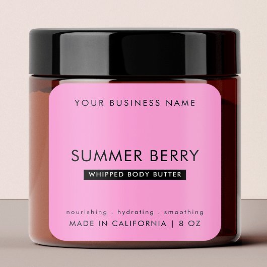 Girly Roze & Zwart Modern Skincare Jar Product Vierkante Sticker