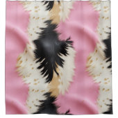 Girly Roze Zwart Wit Goud Koeienhuid Douchegordijn (Voorkant)