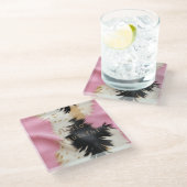 Girly Roze Zwart Wit Goud Koeienhuid Glazen Onderzetter (Schuin)