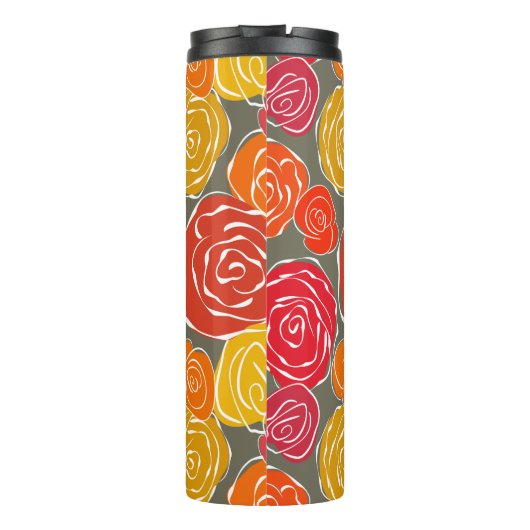  girly rozen bloemenpatroon monogram thermosbeker (Achterkant)