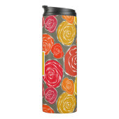  girly rozen bloemenpatroon monogram thermosbeker (Geroteerd rechts)