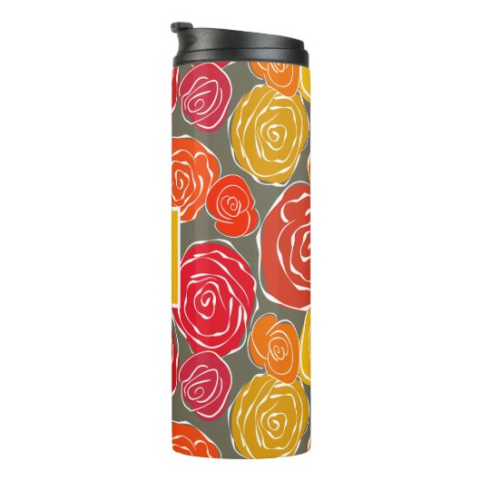  girly rozen bloemenpatroon monogram thermosbeker (Geroteerd rechts)