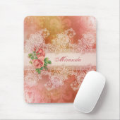 Girly Rozen en kant gepersonaliseerde mousepad Muismat (Met muis)