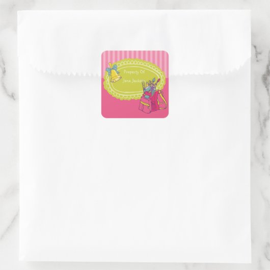 Girly Rugzak Gepersonaliseerde Bookplate Sticker (Tas)