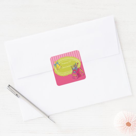Girly Rugzak Gepersonaliseerde Bookplate Sticker (Envelop)