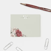 Girly Rustic Roos Monogram Floral Post-it Notes