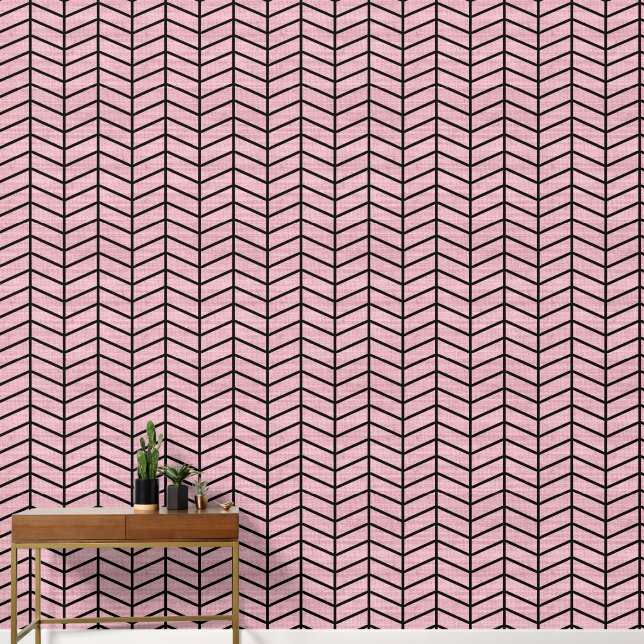 Girly rustieke roze Chevron Behang (Hal)