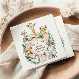 Girly Safari Wild Animals Oerwoud Birthday Shower Servet