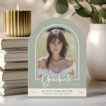 Girly Sage Gold Photo Afstuderen aangekondigd