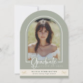 Girly Sage Gold Photo Afstuderen aangekondigd Kaart (Voorkant)