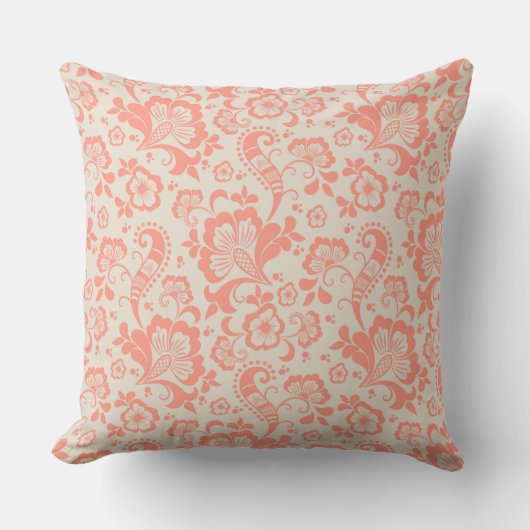 Girly Salmon Floral Pattern Sierkussen (Voorkant)