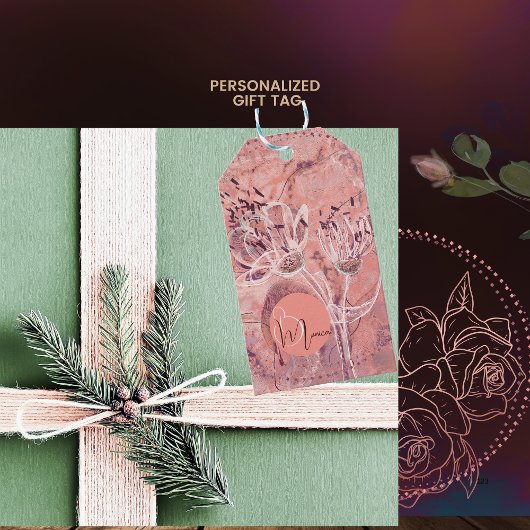  Girly Salmon Pink Flowers Cadeaulabel