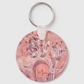  Girly Salmon Pink Flowers Sleutelhanger (Voorkant)