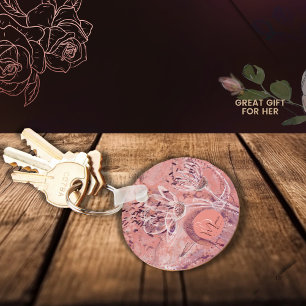  Girly Salmon Pink Flowers Sleutelhanger
