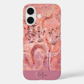 Girly Salmon Roze Bloemen Marmer Case-Mate iPhone Case (Achterkant)