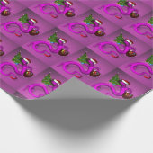 Girly Santa Claus Pink Dragon Cadeaupapier (Hoek)