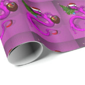 Girly Santa Claus Pink Dragon Cadeaupapier (Rol Hoek)