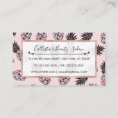 Girly schattig bloemig roze zwart ananas patroon klantenkaartje (Achterkant)