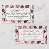 Girly schattig bloemig roze zwart ananas patroon klantenkaartje (Voorkant / Achterkant)