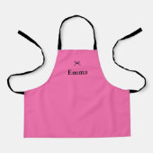  Girly Schattig Hot Roze Zwart Bow met Naam Schort (Voorkant)