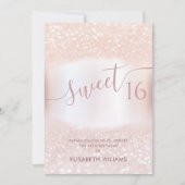 Girly schattig roos goud glittery ombre invitatio kaart (Voorkant)