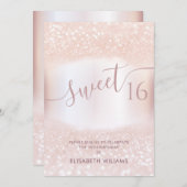 Girly schattig roos goud glittery ombre invitatio kaart (Voorkant / Achterkant)