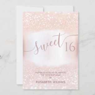 Girly schattig roos goud glittery ombre invitatio kaart