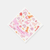 Girly Schattig Roze Lint Baby Dinosaur Kids Verjaa Servet (Hoek)