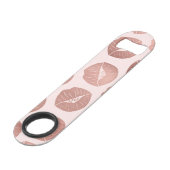Girly Schattige Artsy Roos Gouden Hand Getrokken K Speed Flessenopener (Achterkant Gekanteld)