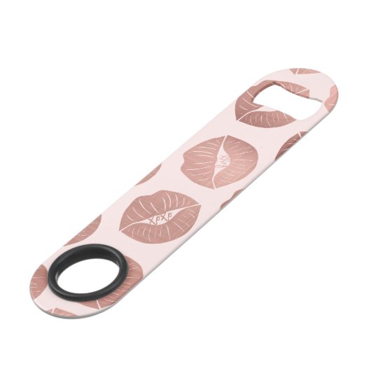 Girly Schattige Artsy Roos Gouden Hand Getrokken K Speed Flessenopener (Achterkant Gekanteld)