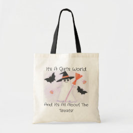 Girly Schattige Ghost met vleermuizen en suikermaï Tote Bag